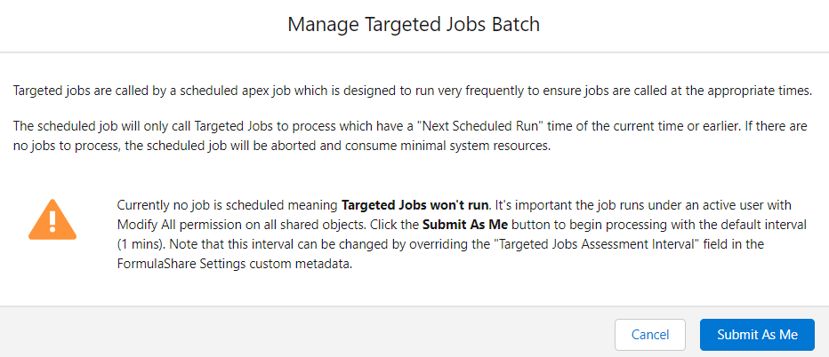 Screenshot of Manage Targeted Batch config