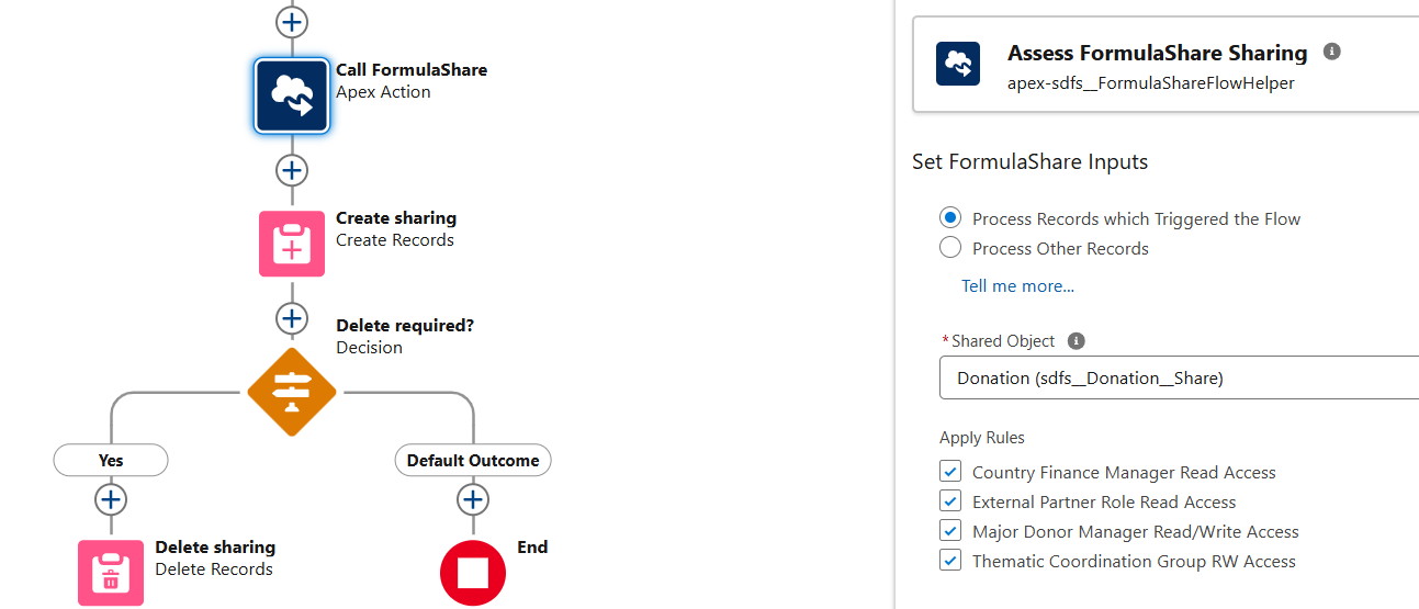 Screenshot showing rules selection in the Apex Action